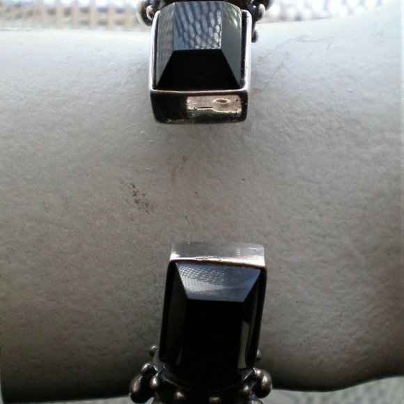 Vintage Artisan Sterling Silver 925 Black Onyx Twisted Rope Cuff Bracelet 50.4 g - Picture 3 of 6